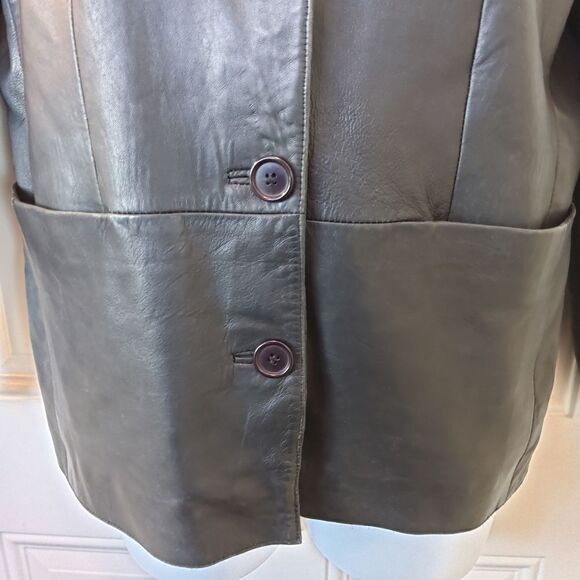 KC Collections black button front leather jacket - Picture 5 of 17